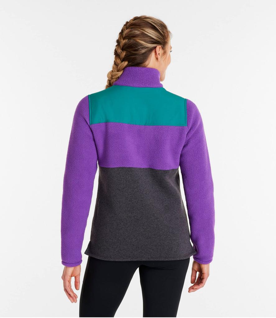 Fleece Sherpa Hybrid Pullover US Size Bright Gray 1000139136 L.L.Bean Women's Sweater, Fit, Petite, L, Purple/Charcoal Heather, Multicolor,