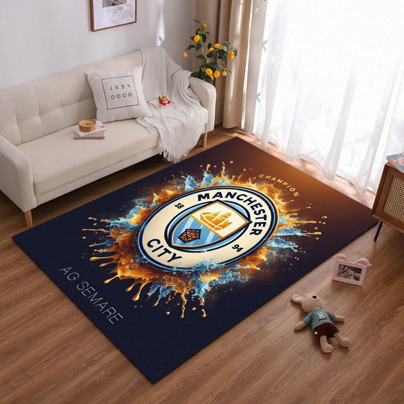 Manchester City Logo Themed Non-slip Rug Suitable for Living Room and Bedroom Sofas