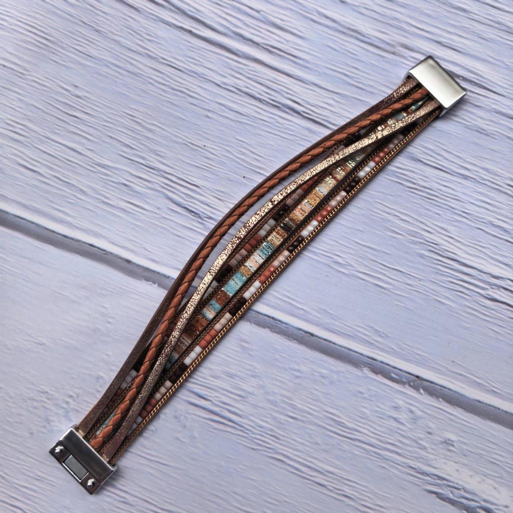 Bohemian Multi-layer Leather Magnetic Buckle Bracelet - European & American Design