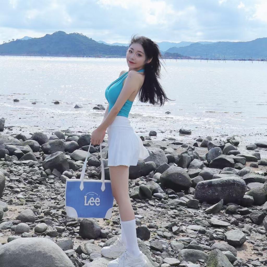 New Lee Denim With PU Panel Tote Denim Bag, Shoulder Bag Regular Women's Light Denim Blue LE240101M-521