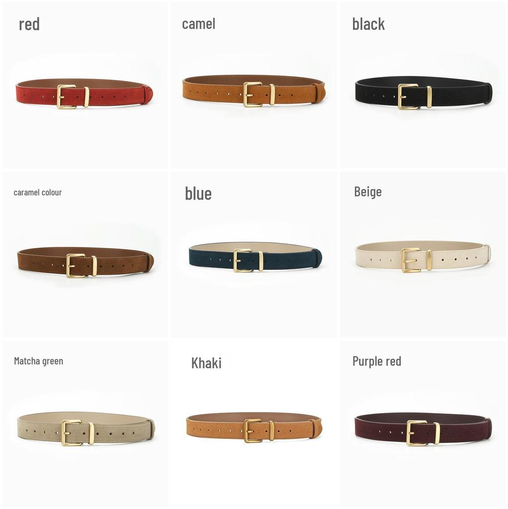 Women's Fashion Simple Versatile Suede Leather Waist Belt with Jeans Decoration
