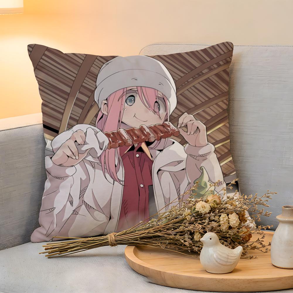 Cushion Cover  Linen  SkinFriendly Soft Decorative Case For Sofa Home Decor Anime Cute LLaidBack Camp Pillow cover