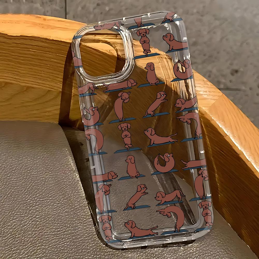 Dachshund Silhouette Dog Phone Case for Vivo Y17s Y78 Y77 Y36 Y35 Y02s V40 V29 V27 S15 4G 5G Pro Airbag Anti Fall Clear Cover