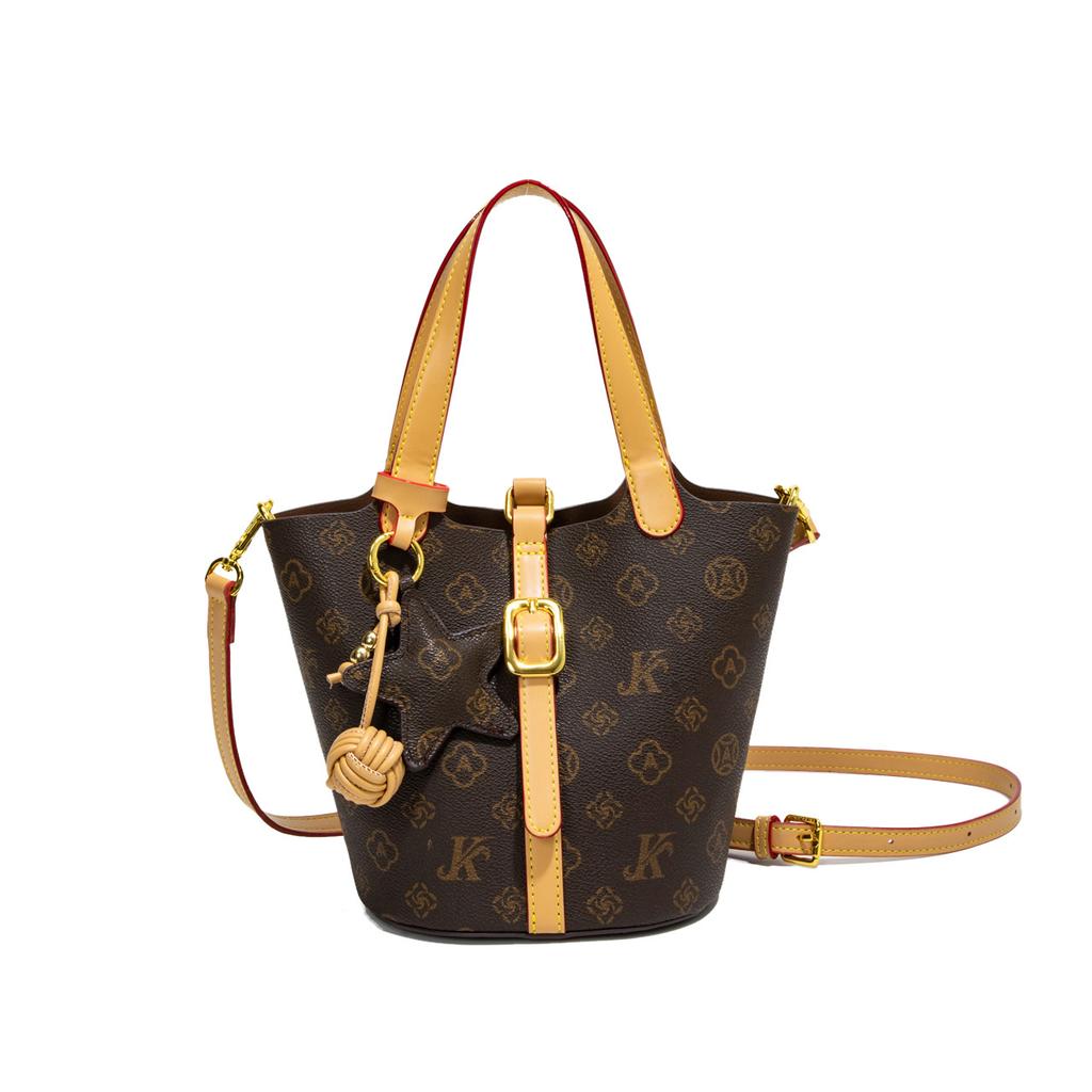 Monica Qiqi Women's Bag 2025 New Bucket Bag Large Capacity Shoulder Bag Women's Oblique Span Bag Textured Handbag