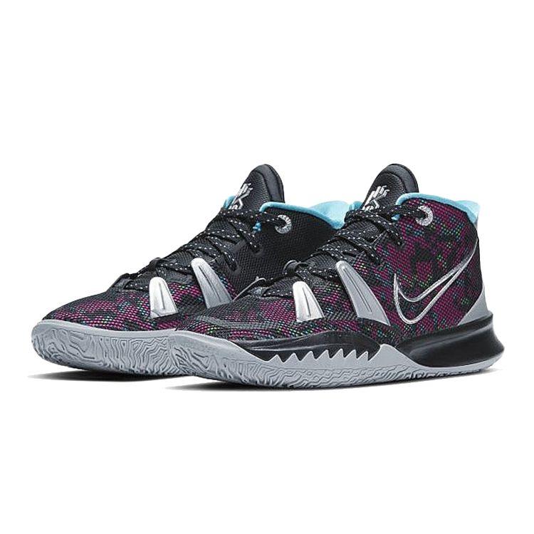 Nike Kyrie 7 GS Pixel Camo Kinder-Sneakers Schwarz Light-Smoke-Grey Blue-Fury CT4080-008