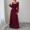 French Retro See-through Long Sleeve Evening Dress (2026)