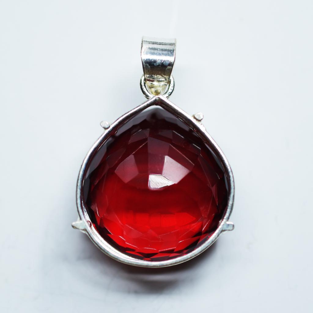 Natural Brazilian Red Topaz 925 Sterling Silver Pendant 74 Ct Verified Gems My-372-k