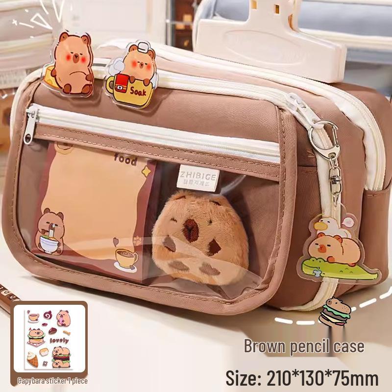 Piórnik Kapibara, Design 2024, Duża Pojemność, Unisex, dla Uczniów Szkolnych, Modna i Praktyczna Torba na Artykuły Papiernicze.