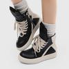 Umgekehrtes Dreieck Schwarz-Weiß Doppelschicht Plateau High-Top Schuhe für Herren, Martin Boots, Board Schuhe, Herbst und Winter für Herren und Damen