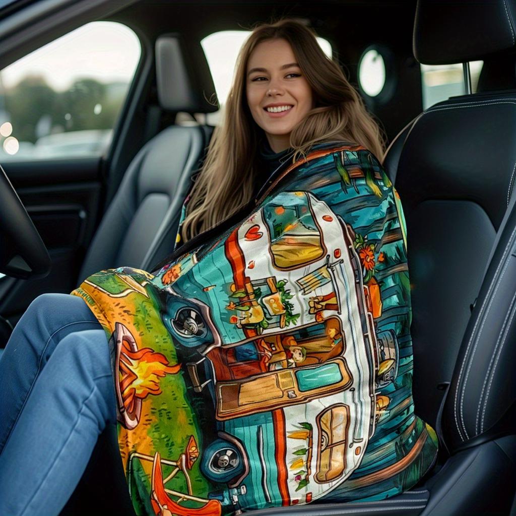 Outdoor Camping Scene Print Blanket Lightweight Soft Warm All Season Couch Sofa Bed Throw Camping Travel Office