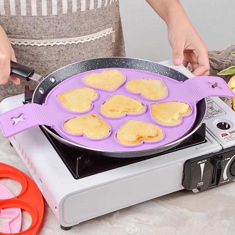 Economic Silicone Egg Pancake Ring Nonstick Pancake Maker Mold Silicone Egg Cooker Fried Shaper Omelet Moulds Kitchen Bake Tool
