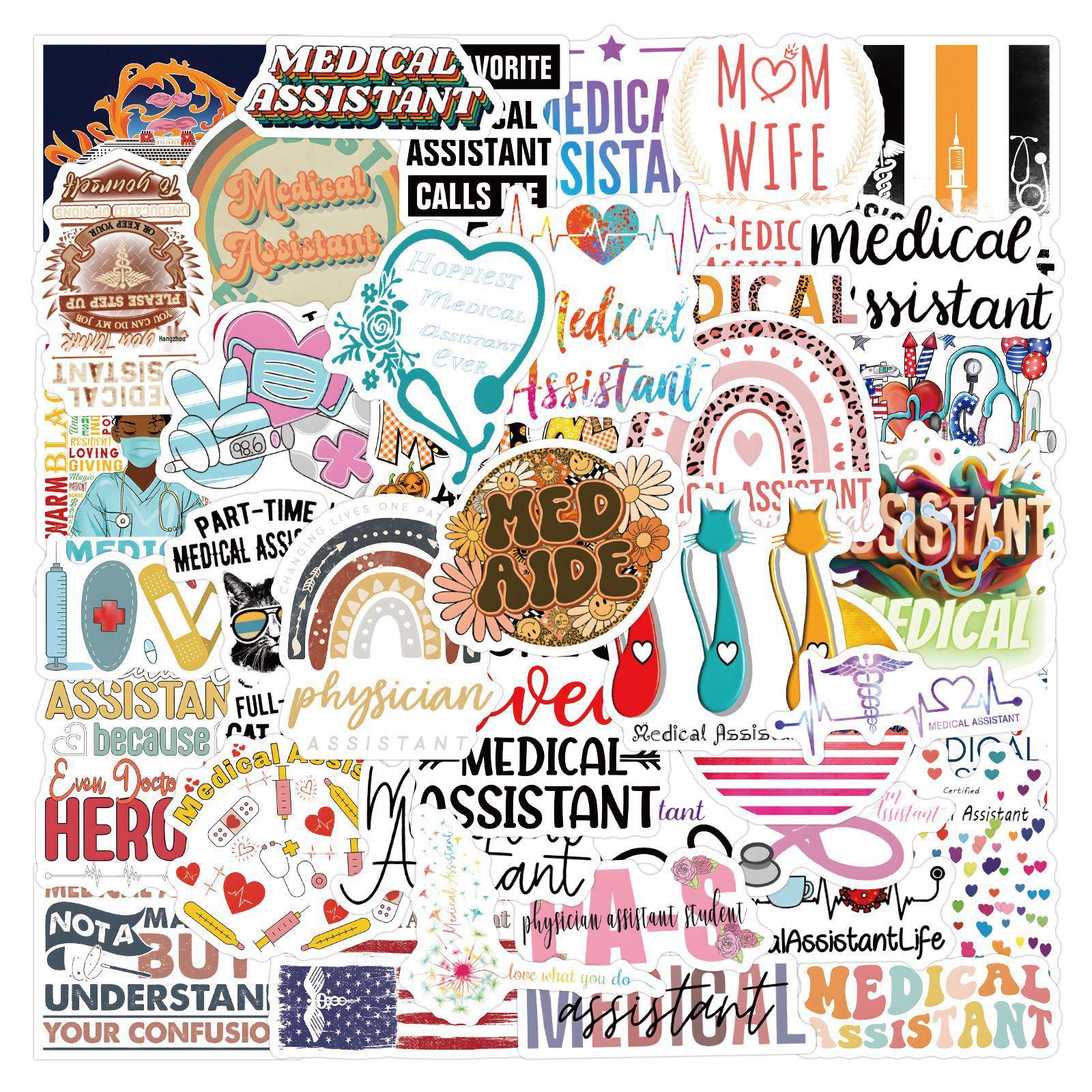55-Piece Medical Assistant Graffiti Stickers for Creative DIY Decoration
