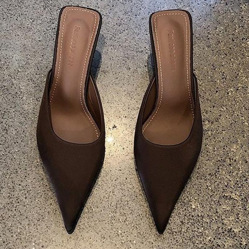 Fashion Pointed Toe Woman Mules Shoes High Heels Elegant Pumps Summer Slingback Slippers Sexy Women Sandals 2025 Cozy Women’s Chaussures