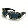 Cyberpunk Y2K Frameless Punk Flash Diamond Sunglasses Metal Ring Rivet Retro Futuristic Party Sunglasses
