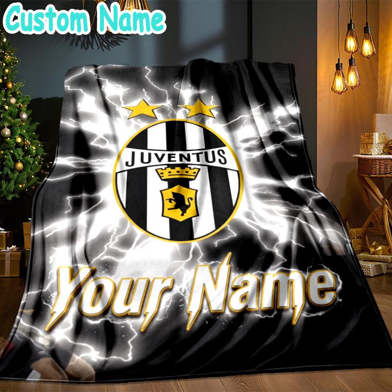 Benutzerdefinierte Decke Juventus FC - Perfekt für Sofa, Bett, Büro und Reisen im Freien - Ideales Geschenk für Weihnachten & Feiertage