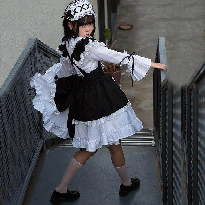 Lolita Maid Cosplay Restaurant Cafe Work Uniform Long Dress Black and White Maid Outfit Party Event Dropshipping