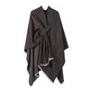 Womens Knitted Faux Cashmere Shawl Wrap With Contrast Stripe Trim Unisex Lightweight Warm Scarf Fall Winter