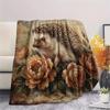 1 pièce Couverture en Flanelle Imprimé Floral Rétro Animal, Haute qualité Toutes Saisons, Décoration de Maison, Chaleur et Confort, Parfait pour les Cadeaux de Noël