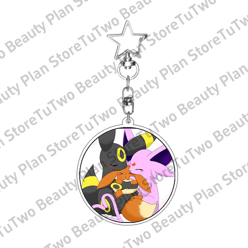 Girly Heart Acrylic Anime Sylveon Espeon Glaceon Eevee Cartoon Keychain Key Chains Keyrings Jewelry Fans Gifts Accessories Toys