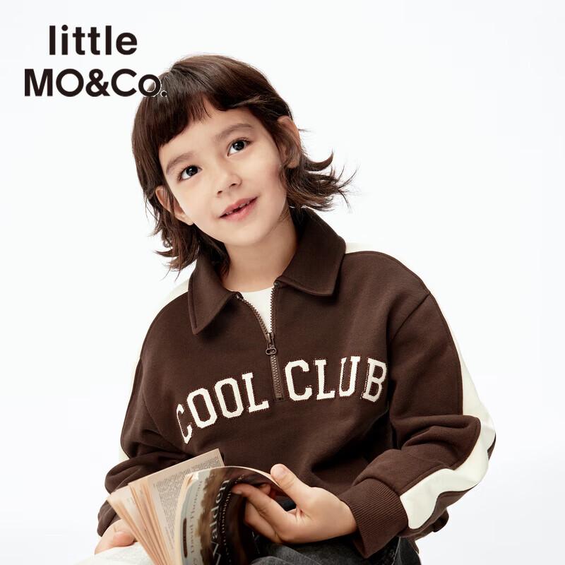 little MO&Co. Kids  Polo Collar Long Sleeve Sweatshirt 130