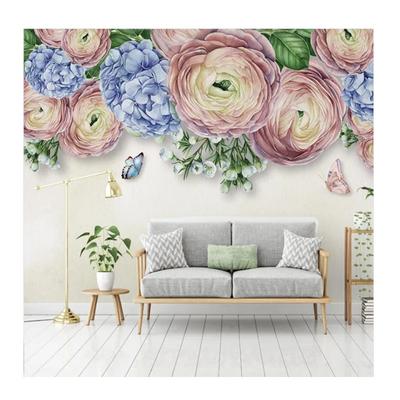3D Mural Modern Hand Painted Flower Butterfly Wallpaper Pastoral Bedroom Living Room Decoration Wallpaper
