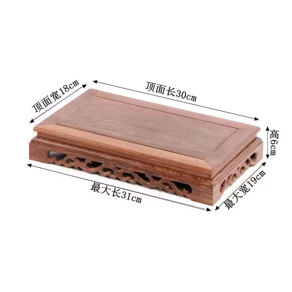 Retro Engraving Wooden Tea Tray Teapot Bases Bonsai Buddha Stand Fish Tank Pedestal Wooden Flowerpot Base Furniture Home Decor