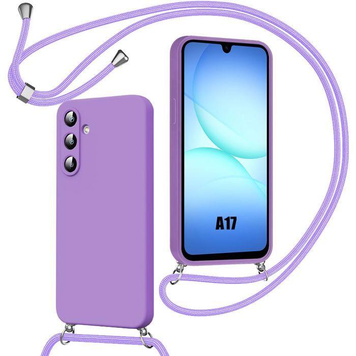 Case for Samsung Galaxy A17 4G/5G, Soft Slim Liquid Silicone Protection Purple with Lanyard