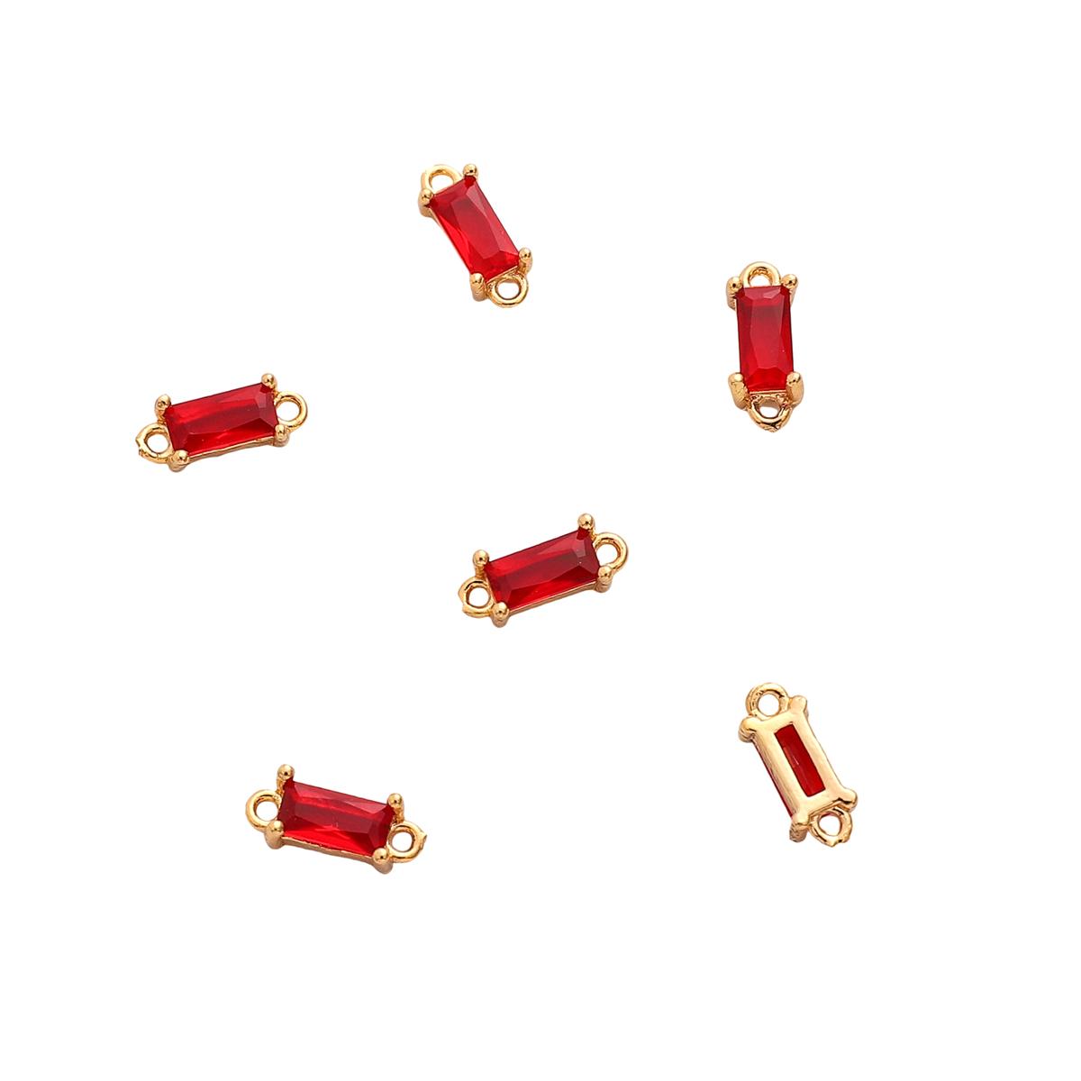 

2 шт медный прямоугольный цветной циркониевый подвесной кулон для самостоятельного изготовления ювелирных изделий, аксессуары для рукоделия 4x10mm красный