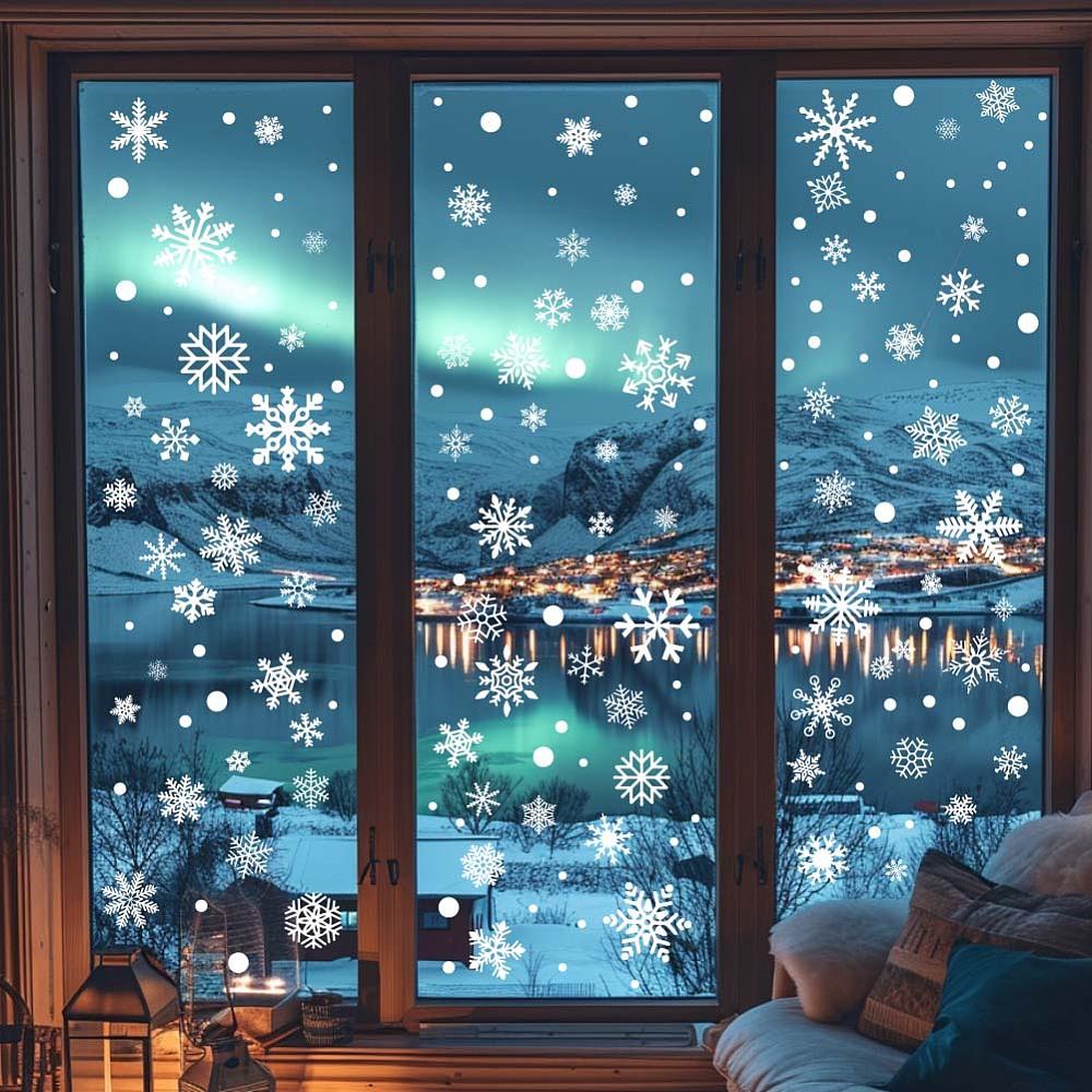 1set PVC Window Static Stickers Rectangle for Window Decoration Snowflake 200x300mm 9pcs/set
