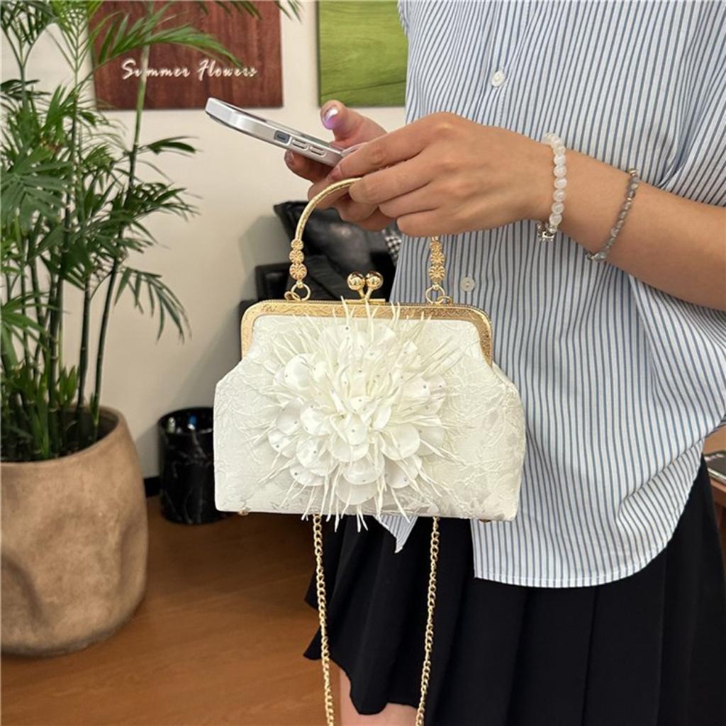 Handbag Women Cloth Flower Chain Strap Evening Wedding