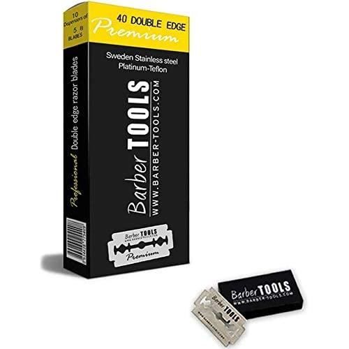 Kit de rasage - Rasoir de barbier - Lames interchangeables - Stick d'alun - Serviette - Peigne pochoir