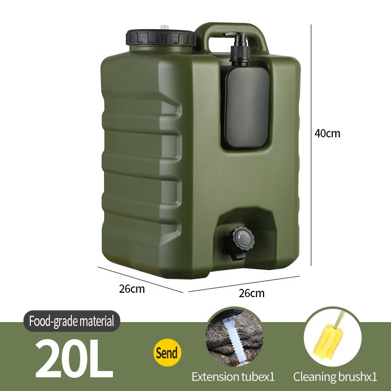 Serbatoio d'acqua da campeggio all'aperto montabile sull'auto con rubinetto
