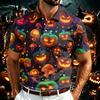 Men's Halloween Print Polo Shirt Short Sleeve Breathable Mesh Lightweight Casual Collared Top for Seasonal Wear