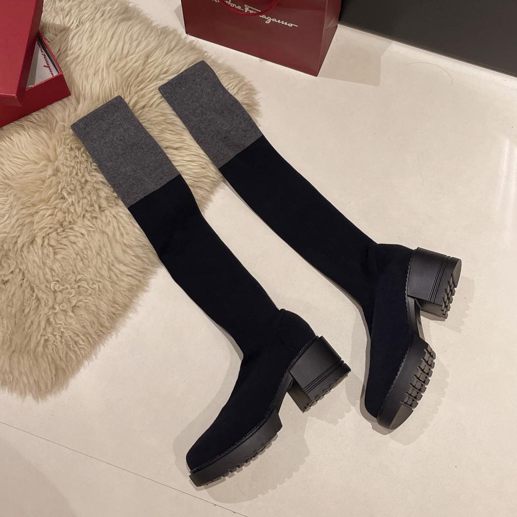 Street Style High Heel Women Stretch Sock Boots Elegant Dancing Party Shoes Women's Modern Over The Knee High Booties