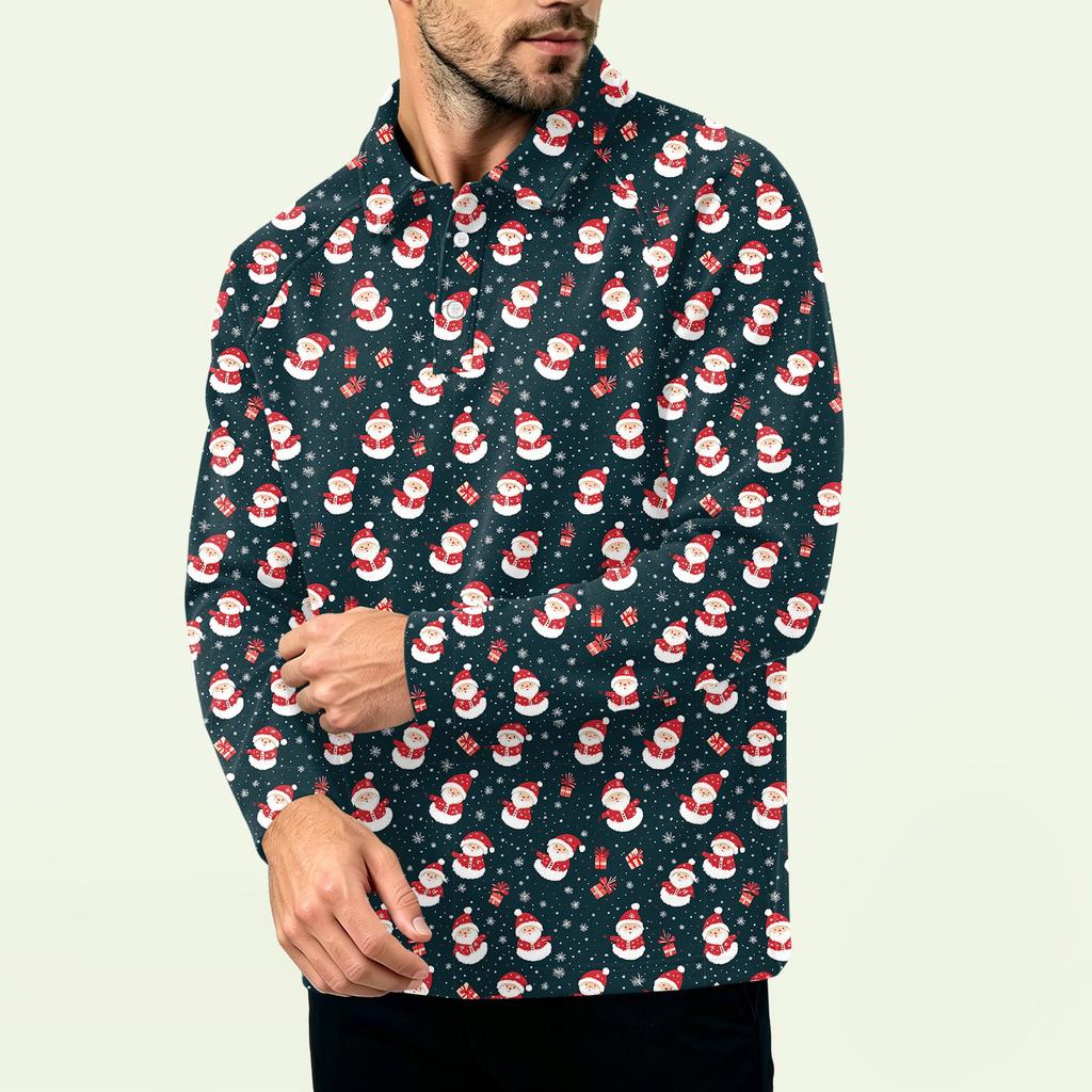 Men's Christmas Print Zip-Up Sweatshirt, Long Sleeve Loose Fit Casual Fall Winter Top, Multiple Colors and Sizes