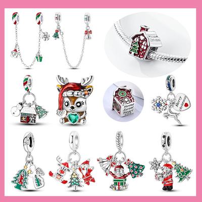 Charms Plataoriginales Christmas House Beads For Charms Copper Bracelet Beads Jewellery Making Women'S Gift