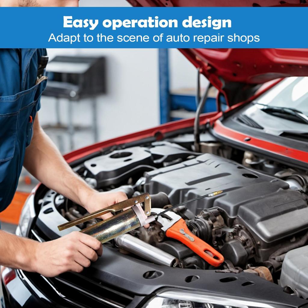 Manual High Pressure Grease Gun Tool with Whip Hose, Automotive Lubrication Applicator for  Mechanics Construction Technicians