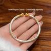 Gold Enamel & Sterling Silver Blooming Flowers Gourd Bangle - Versatile Gift for Girlfriend