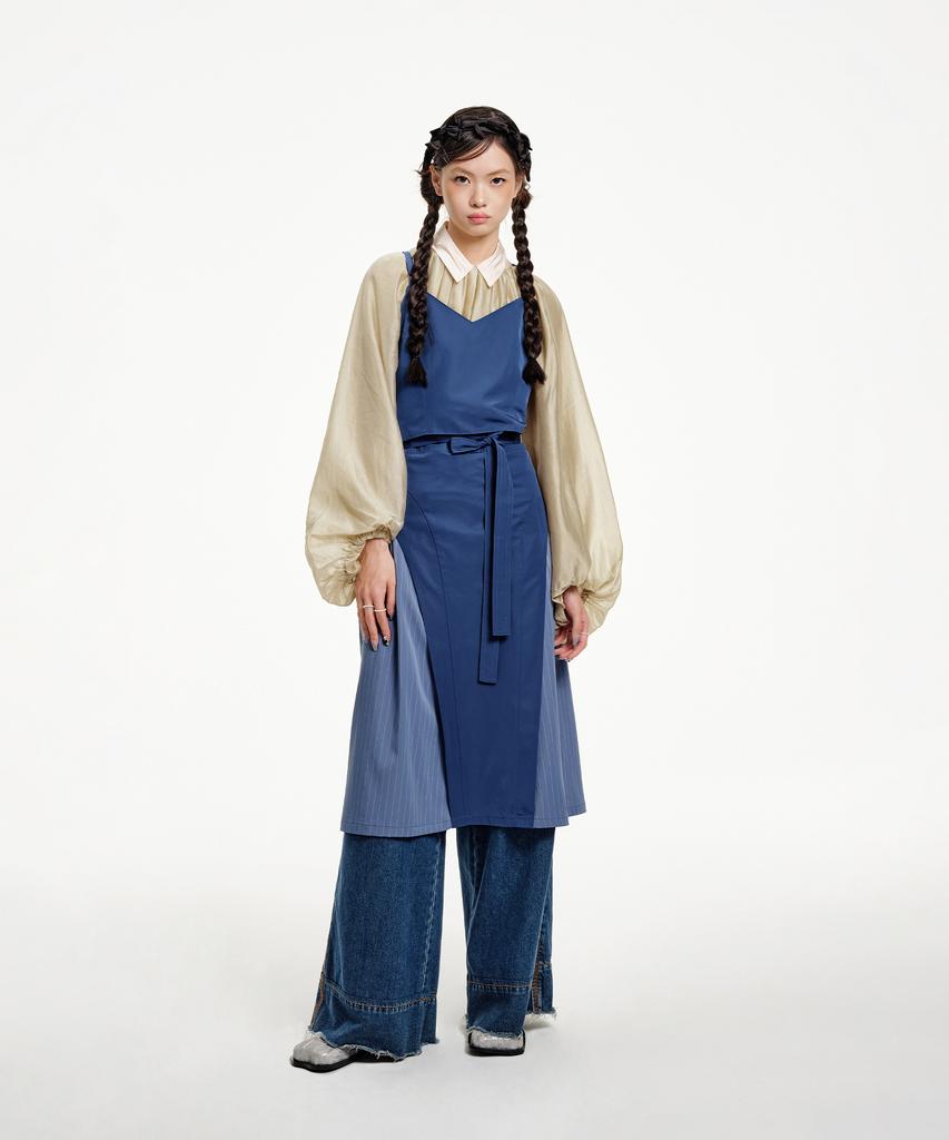 Eipeuleonwei Bullet Cut Apron Dress Blue Size 2