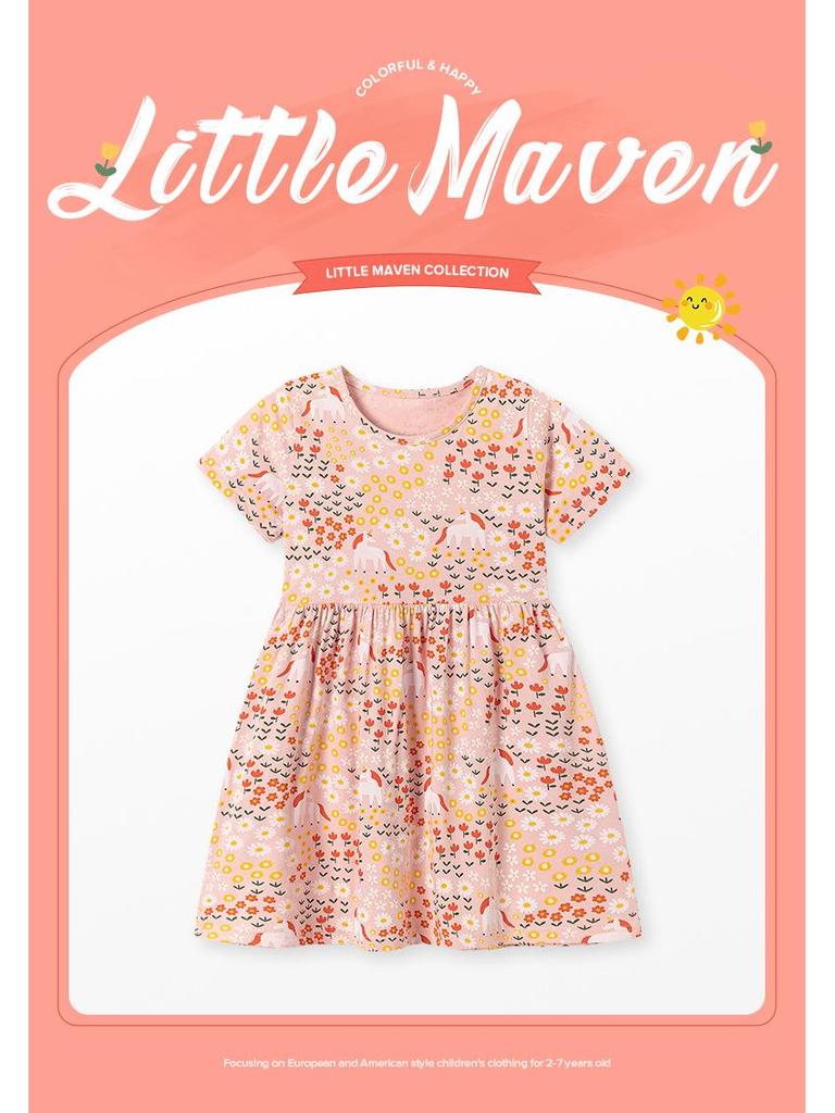 Little Maven European & American Style Floral Summer Dress for Girls