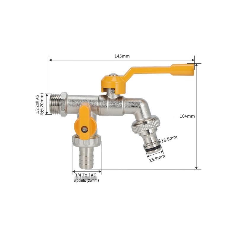 Brass Dual-Outlet Washing Machine Faucet