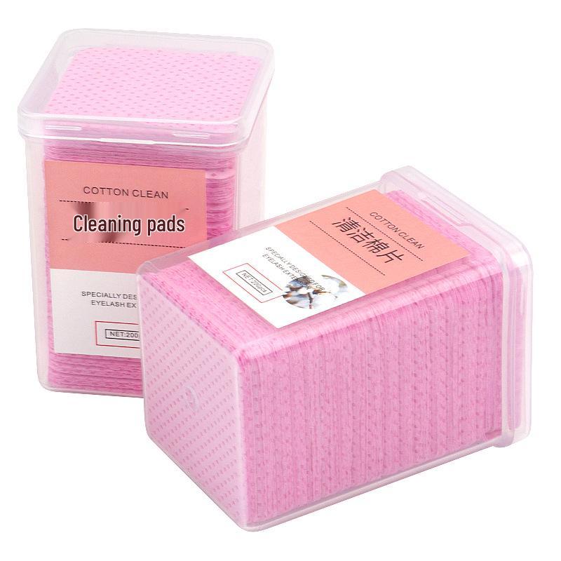 Disposable Pink Glue Remover Wipes - Non-Woven Cotton Pads, 200 Pack