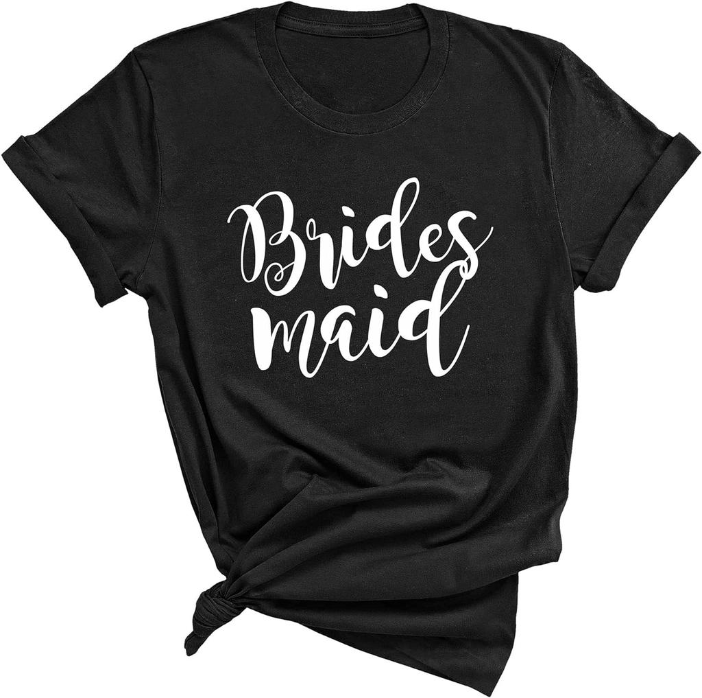 Bridesmaid Shirt Shirt for Wedding Party Unisex T-Shirts for Bridesmaids Bachelorette Party Shirts Summer Unique Short-sleev Unisex