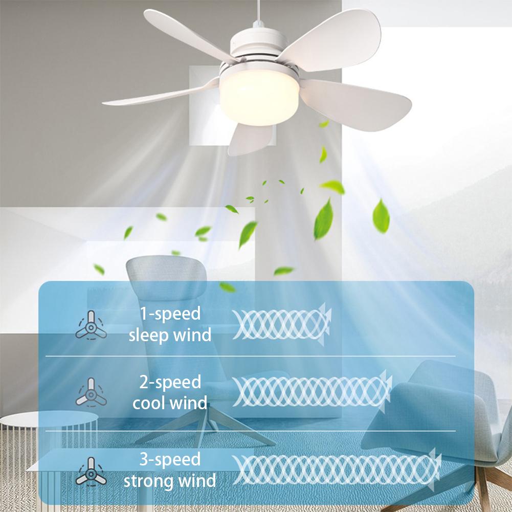 2 In 1 Hanging Fan with LED Light 3 Gears Universal Dimming Fan Timing Modern Smart Cool Fan for Dining Room Bedroom Living Room