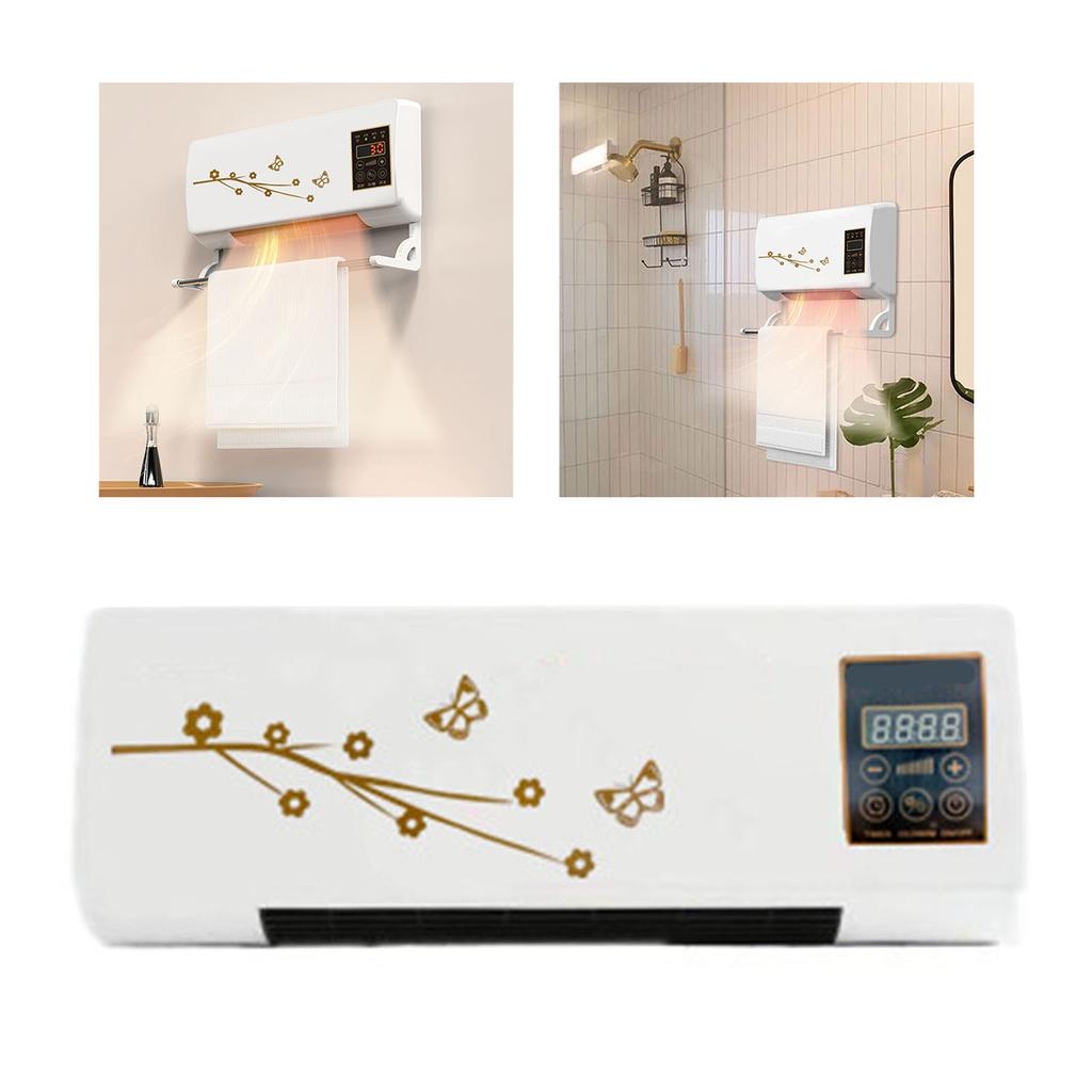 Wall Mounted Heater Remote Control Digital Display with Clothes Hanger Wall Mounted Heating Air