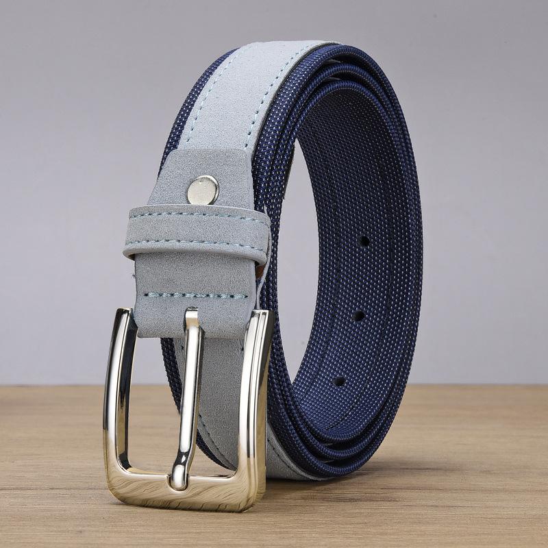 Belt Creative Fleece Leather Men'S Belt, Pin Buckle Trendy Pants Leather Goods Oxford Cloth Men'S Belt