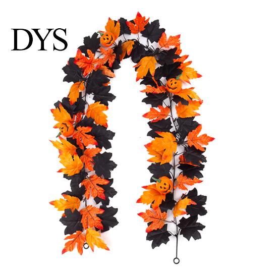 Haunted House Decor Halloween Artificial Maple Leaf Vine Decor, Fall Wall Hanging Garland Theme Party Supplies for Scene, Spooky Thanksgiving
