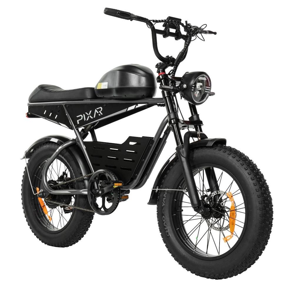 PIXAR Super -30AH Retro styl Dlouhý dojezd Elektrické kolo 48V 30AH Baterie 500W Motor 20palcová široká kola Terénní E-Mountain Bike