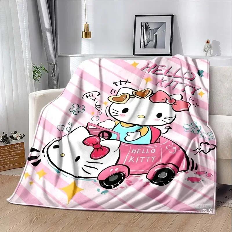 HelloKitty Cartoon Anime Kawaii Blanket for Kids Super Soft Cute Blanket for Travel Bedding Couch Sofa Bed Blanket Birthday Gift
