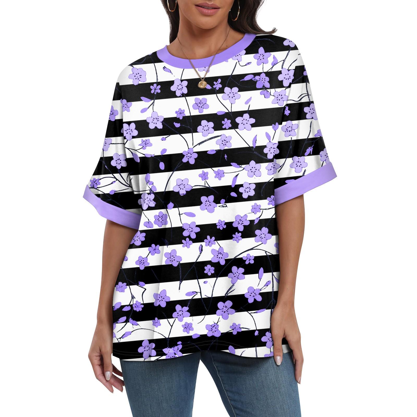 Женская свободная футболка оверсайз с принтом — фото 12